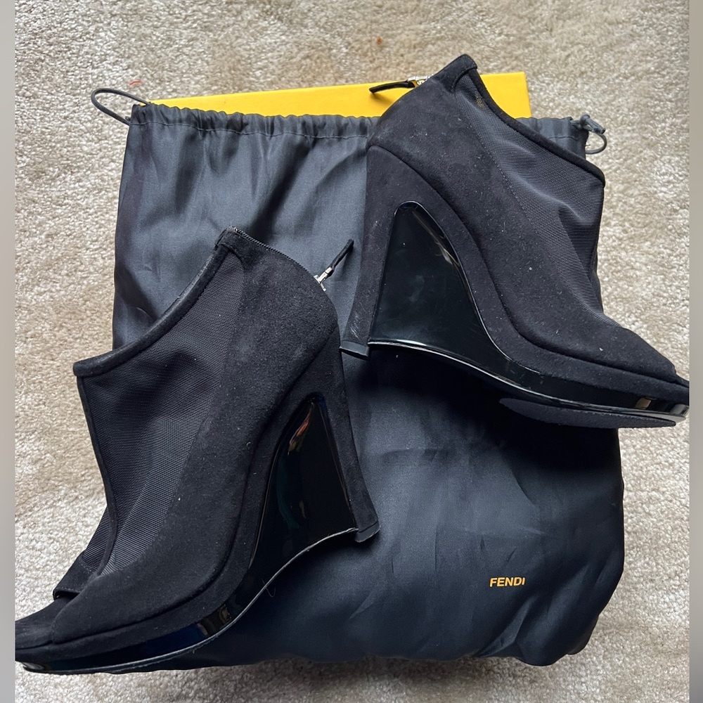 Fendi mesh and suede booties, gently used